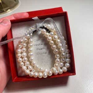 Cultured Freshwater Pearls Crystal Bracelet Set